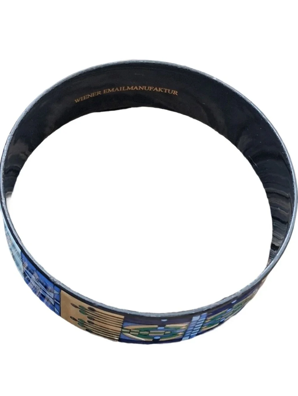 Vintage Michaela Frey Wiener Emailmanufaktur Geometric Enamel Bangle Bracelet